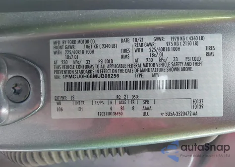 2021 Ford Escape Sel from USA, damaged, VIN 1FMCU0H68MUB08256